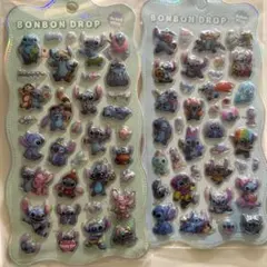 スティッチ★シール★2枚セット★ボンボンドロップ シール　ぷくぷく　立体シール