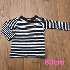 美品 DOUBLE.B ボーダー長袖Tシャツ 80cm ミキハウス 黒×白