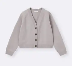 GU スポンジニットVネックカーディガン グレー　M