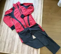 asics ジャージ上下セット 赤黒