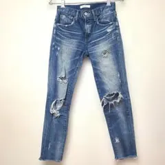 moussy　クラッシュスキニーデニム　ブルー