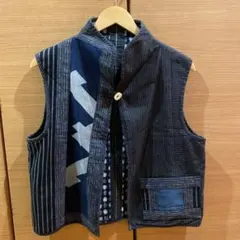 ダークブルー ストライプ ノースリーブベスト