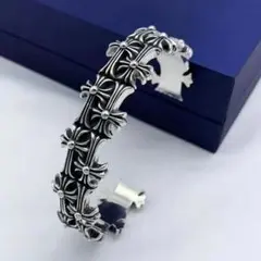 シルバー925 ツインクロスラインモチーフバングル