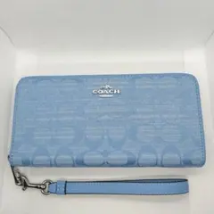 新品】COACH コーチ 長財布 シグネチャー 水色 デニム CH369 - メルカリ