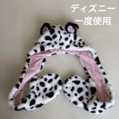 ディズニー　手袋つきマフラー　101匹わんちゃん　ダルメシアン　マフラーキャップ