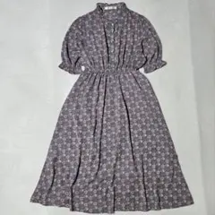 シーナデルレイ/花柄ロングワンピース/総柄/ウエストゴム/五分袖/春夏/上品/M