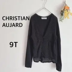 クリスチャンオジャール　カーディガン　レース　ラメ　長袖　黒　９T　上品