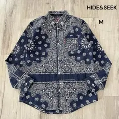 【美品】HIDE&SEEK ペイズリー柄 バンダナ 長袖シャツ ネイビー M 2026年最新】HIDE ペイズリー柄の人気アイテム - メルカリ