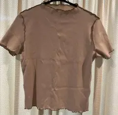 GU リブ編み ベージュ Tシャツ