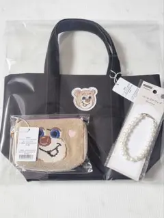 れんぼう様専用テディガールポーチ 刺繍ハンカチワッペン トート