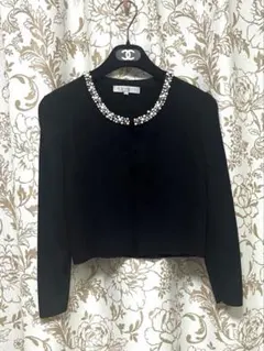 エムプルミエ パールビジュ　カーディガン　ボレロ　ブラック　36