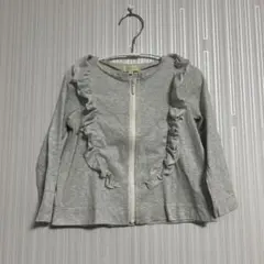 HUSHUSH フリル付きカーディガン 100cm グレー