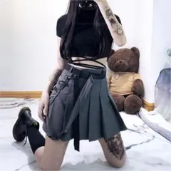 グレー　プリーツスカート
