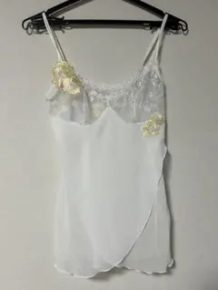 キャミソール レース 花柄刺繍 白のサムネイル