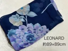 0902 レオナール　ストール　花柄　ブルー　汚れ,糸ツレあり.※値下げ不可. 0902 レオナール ストール 花柄 ブルー 汚れ,糸ツレあり.