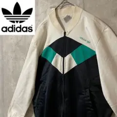adidasアディダストラックジャケットジャージブルゾン白ホワイト紺ネイビー刺繍