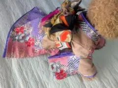 マ*♡様 ラスト★現品★M藤色＆ピンク着物に本物黒地に金帯の晴れ着M