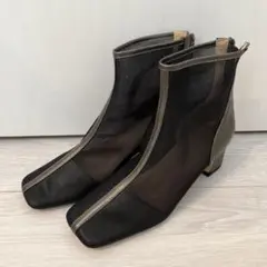 NEUNA パイピングシアーショートブーツ スクエアトゥ カーキのサムネイル