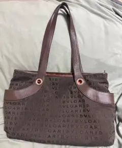 BVLGARI ブルガリ ロゴマニア トートバッグ キャンバス ブラウン