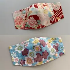 ずれにくい立体マスク＊レトロ和柄＊2枚セット