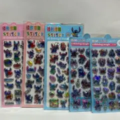 【5枚】スティッチ　オーロラシール　ボンボンドロップシール