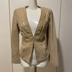 VERO MODAヨーロッパブランドツヤ出しレザー100%ノーカラージャケット