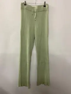 LOWRYS FARMリブ編みライトグリーンフレアパンツフリーサイズ