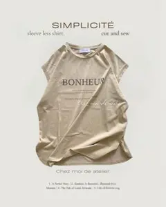 SIMPLICITÉ/ ロゴ /ノースリーブ カットソー/ベージュ/ベイクルーズのサムネイル