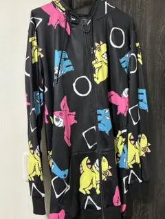 NieR Clothing 総柄 ジップアップパーカー ブラック
