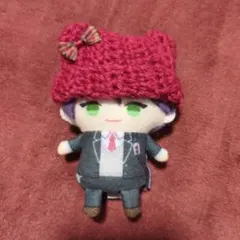 《濃赤》にじぱぺっと ぬい服 10cm 猫耳ニット帽 リボン
