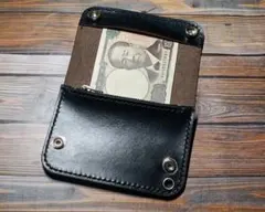 ショートトラッカーウォレット　2層 馬革 茶芯 ニッケル トラッカーウォレット