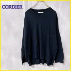 【CORDIER】 コルディア (F) 長袖ニットセーター Vネック 無地