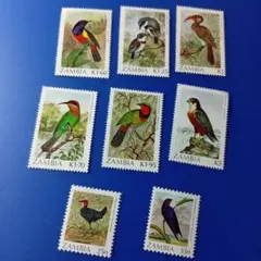 ✨️6666 外国切手 ザンビア 1989年 鳥類デザイン 8種