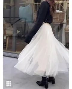 ボリュームロングチュールスカート[at118] アイボリー