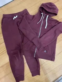 Reebok バーガンディ フルジップパーカーセットアップ