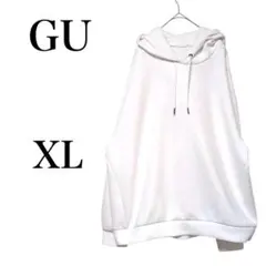 【ジーユー】 パーカー フーディー 長袖 無地 ホワイト XL