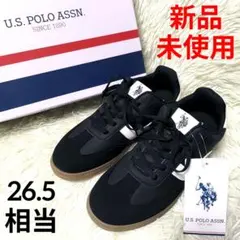 新品 未使用 タグ付き ✨️ USポロ アッスン レザースニーカー 黒 26.5のサムネイル