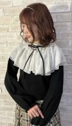 axes femme レース重ねケープニット PO