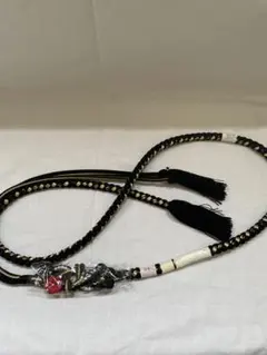 新品未使用 帯締め 成人式 振袖 つまみ細工 黒 ラインストーン 和モダン