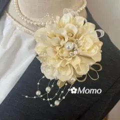 ホワイトクリームダリア❁合わせやすい♪コサージュハンドメイド2way卒業式入学