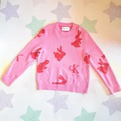 CK CALVIN KLEIN JEANS ウサギ柄 ピンク ニットセーター