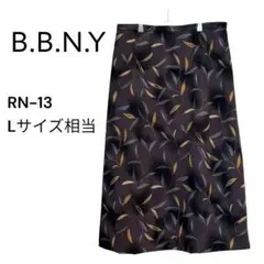 B.B.N.Y ロングスカート L ミモレ丈 リーフ柄 ボタニカル 日本製 総柄