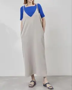 ロペピクニック ポケット付き ロングワンピース グレー ベージュ シンプル 無地