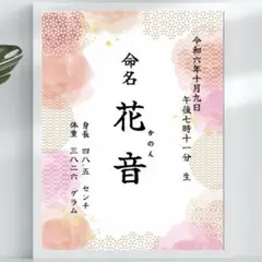 【即日〜翌日発送】 命名書Ⅱ ② オーダー 選べる 20種類 108