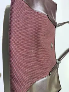COACH バーガンディ チェック柄 トートバッグ