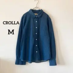 美品　クローラ　デニム長袖シャツ　カジュアル　羽織　薄手　M　ブルー　5593