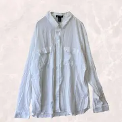 【綿】 Gap 長袖シャツ ホワイト M レディース オフィス 彼シャツ風