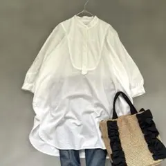 パドカレ pas de calais ブラウス チビ襟 ハーフスリーブ シャツ