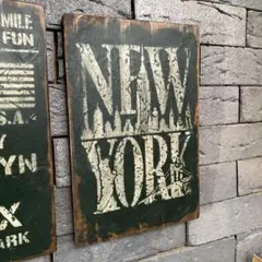 木製ステンシルボード NEW YORK 壁掛けインテリア 男前雑貨　ビンテージ