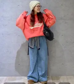 タックデニムパンツ